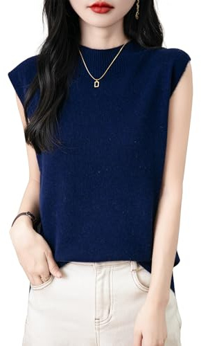 Chanyarn Damen 100% Merinowolle Pullover Frühling Herbst Winter First-Line Ready to Wear Rollkragen Nahtlos Strick Ärmellos Pullunder