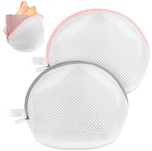 GHPKOTW 2 Pezzi Rete per il Lavaggio del Reggiseno con Cerniera, Borsa Riutilizzabile per Biancheria Intima e Calze (Rosa, Gri)