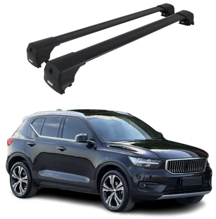 OMAC Aluminium Dachträger Querträger für Volvo XC40 2018-2026 – City Crash – ISO/PAS 11154:2006 – Abschließbar – Max. 75 kg – 2 Stangen Schwarz