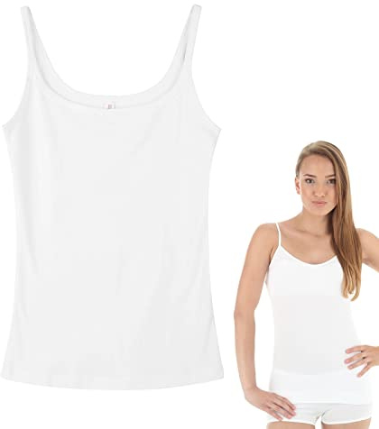 Camiseta Tirantes Mujer,Camiseta Interior Mujer,Camiseta sin Mangas Tirantes Blanca Finos Sólida Básica (FR/ES, Letras, XXL, Regular, Regular, Blanca)