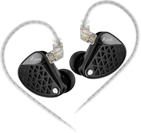 KZ AM16 in Ear Monitor Headphones 16BA Drivers HiFi IEM Earphones High Clarity Gaming Earbuds Clarity in All Frequency Stereo Sound Comfortable Headphones for Musicians (Balanced, Nomic)