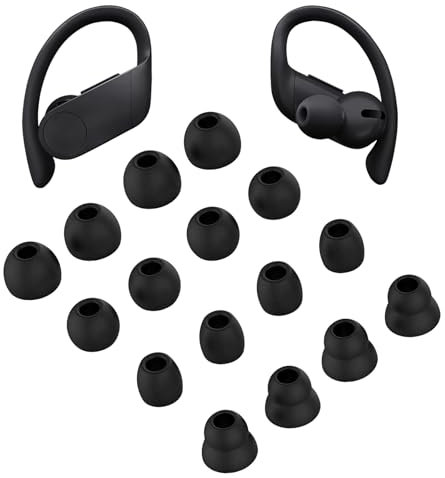 Replacement Ear Tips Earbuds for Beats Powerbeats Pro/Powerbeats Pro 2 Headphones EarTips Made of Soft and Comfortable Silicone Material, Waterproof and Sweatproof (8 Pairs/Black)