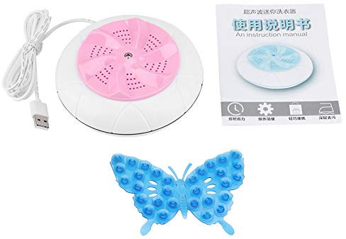 ANGGREK Mini -Waschmaschine Tragbare Ultraschallwaschmaschine Kompakte USB -Turbinenreiniger für Reise Baby Wäsche mit Automatischem Still Design 10W (PINK)