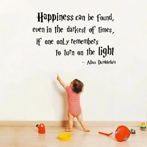 Wandaufkleber mit Filmzitaten „Happiness can be found“ von Albus Dumbledore, Spruch, Film-Vinylaufkleber, Jungen, Kinder, Wandaufkleber