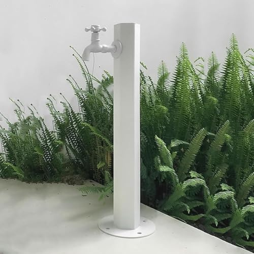 Colonne d'eau verticale for jardin en acier inoxydable 304 avec support de tuyau - Robinet antigel extérieur(Bianco,D style)