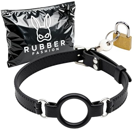 Rubberfashion Ringknebel Silikon mit Schloss - Bondage Knebel - Mundknebel mit Loch - Fesseln & Bondage - BDSM Set für Paare Frauen und Männer Schwarz