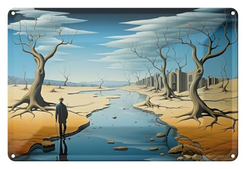 Wallario Blechschild Wandbild aus Metall Fluss der Zeit - 20 x 30 cm in Premium-Qualität: Brillante Farben