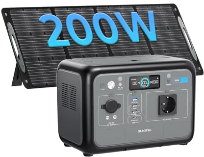 OUKITEL P800 Stazione di Energia Portatile 800 W(1600 W Pic) con Pannello 200 W, Generatore Solare Batteria LiFePO4 512 Wh, Ricarica Rapida, Portatile 6 Kg, per Campeggio
