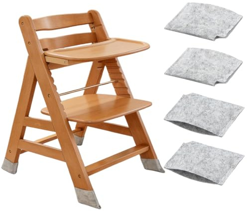 KRFWGUU Lot De 4 X Protection Pieds Chaise Haute Bébé en Feutre | Patin Chaise Haute Compatible avec Hauck Alpha, Beta, Roba Sit Up, Etc. | Protection Anti-Rayure pour Parquet Et Stratifié – Gris