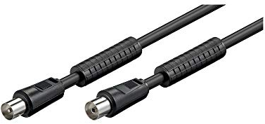 Goobay 50730 Cavo di Collegamento Antenna (80 dB), in Ferrite, Schermatura Doppia, Nero, 5 m Lunghezza del Cavo