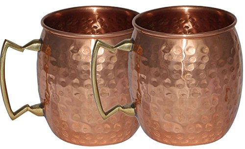 Stylla London® Lot de 2 Tasses en cuivre martelé fabriquées à la Main pour Homme et Femme - 473 ML