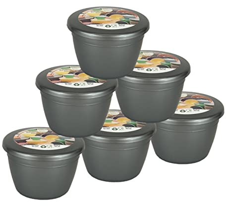 Just Pudding Basins Silver Coloured 1/4 Pint Small Basin and Silver Lid Pack of 6 Plastic Steaming Bowls…