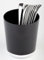 APS 20 Tischreste-/Besteckbehälter BASE CHROME, Tischmülleimer, Tischabfalleimer, Ø 13 cm, Höhe 15 cm, mit verchromtem Boden, Kunststoff (SAN), schwarz