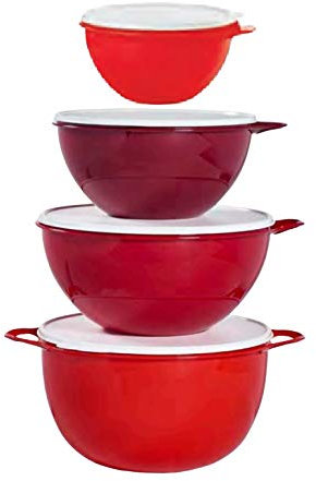 Tupperware 4 Pc Thatsa Bowl Set RED