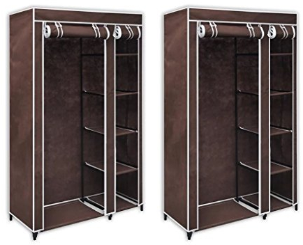 vidaXL 2X Stoffschrank Braun Kleiderschrank Faltschrank Campingschrank Schrank