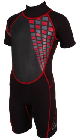 Tamino Kinder Neopren Shorty 3mm – Warmer Neoprenanzug für Jungen & Mädchen, kurzer Wetsuit mit Rückenreißverschluss, für Schwimmen, Strand, See, Schnorcheln & Wassersport, rot, 140-146 (M)