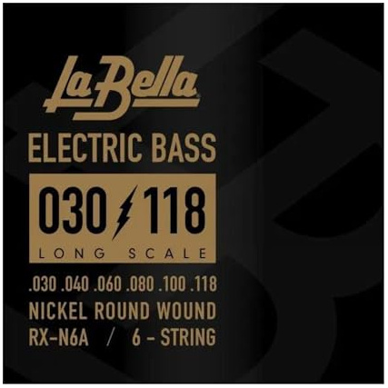 La Bella RX-N6A Long Scale Nickel Round Wound 6- String Electric Bass 30-118