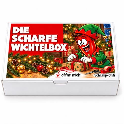Schlump-Chili⎥Die scharfe Wichtelbox - Ein witziges Wichtelgeschenk. Geeignet für Männer und Frauen in Familie oder für Freund und Freundin und zum Wichteln für Kollegen und Kolleginnen.