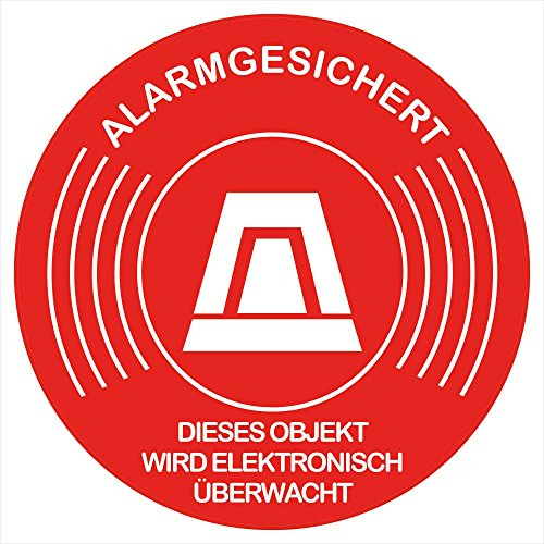 10 Stück Aufkleber Alarmgesichert- Objekt wird elektronisch überwacht Durchmesser 5 cm