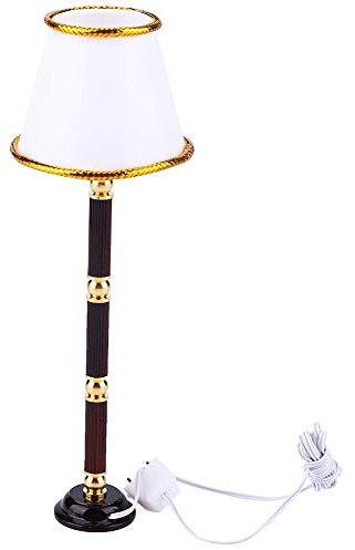Puppenhaus Zubehör 1:12 Puppenhaus Mini Simulation Metall LED Stehlampe Moderne Nachttischlampe Spielzeug Puppenhaus Möbel Zubehör(Drahttyp)