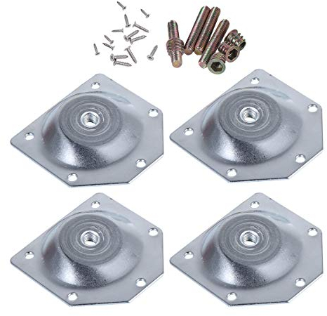 DOITOOL 4 Pieces 14 Degree Angled Leg Mounting Plates, Furniture Leg Attachment Plates Brackets T-Plate M8 Sofa Legs with Hanger Bolts, Converters and Screws