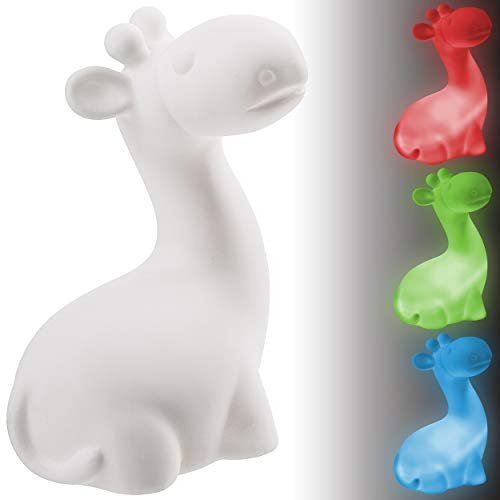 alles-meine.de GmbH LED Nachtlicht - Giraffe - Farbwechsel - Batterie betrieben - Schlummerlicht/magisches Licht - zum Drücken - Baby/SCHNURLOS & Kabellos - mit Schalter - NA..