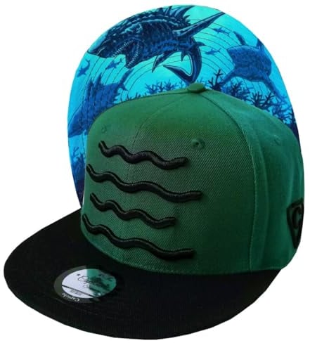 Capiche [99+ VARIATIONEN] Snapback Cap - Kappe - Baseball - Mütze - Herren - Dunkelgrün - Hai - Ozean - Meer - Wasser - Tier - [DEEP SEA] The Shark
