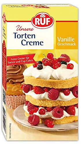 RUF Torten-Creme mit Vanille-Geschmack, luftig lockere Creme mit feiner Vanille-Note für Torten und Cupcakes, vielseitg abwandelbar, glutenfrei, 100g