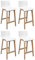 MOB-IN Tabourets d'ilot 65 cm Tanna Pieds chêne Assise Plastique Blanc - Lot de 4