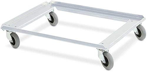 BRB Rollrahmen für Stapelbehälter 800x600 mm aus Edelstahl, Deck offen, mit Flüsterrollen, mit Tragkraft 250 kg