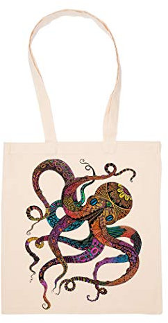 Bunt Geometrisch Krake Tasche Wiederverwendbar Einkaufen Lebensmittel Baumwolltuch Tote Reusable Shopping Bag