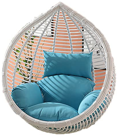 Yadlan Coussin Fauteuil Suspendu Exterieur Jardin, Lavable Coussin de Chaise Suspendue Oeuf, éPais Impermeable Coussin pour Hamac Suspendu avec Dossier Appuie-TêTe Accoudoirs Blue