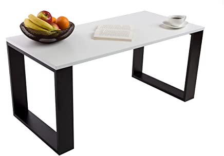 Mex-System Couchtisch - Wohnzimmertisch Modern Perfekt für Büro oder Wohnzimmer - Rechteckiger Kaffeetisch im modernen Stil 105x50x49 cm, Mittel- oder Beistelltisch für Tee und Kaffee (Weiß)
