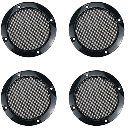 Mcredy Juego de 4 fundas para altavoces de plástico ABS de 3 pulgadas, acero laminado en frío, color negro