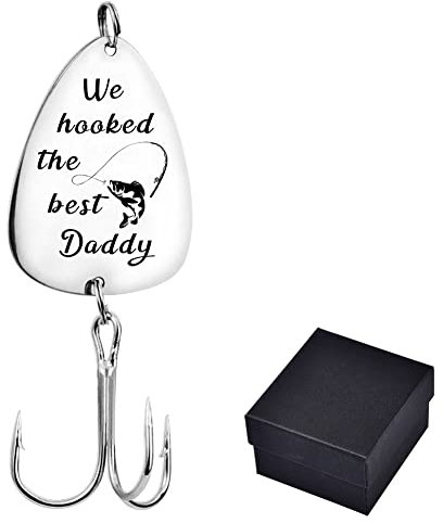 FINGERINSPIRE Edelstahl Dreifach Fischhaken Angeln Circle Hook mit Geschenk Box, Angeln Köder Haken, Angeln für Dad Geburtstag Thanksgiving Day We Hookded The Best Daddy