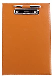 DELMON VARONE - Klemmbrett Mappe DIN A4 Cambridge Top Grain Leder Braun - Organizer Klemmbrettmappe mit Blockklemme & Stiftehalter - Klassische Echtleder Schreibmappe personalisiert