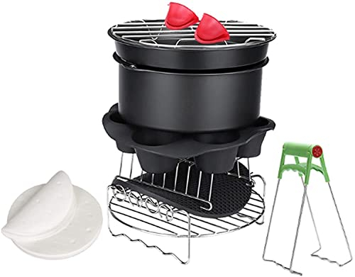 X&Z-XAOY Air Fryer Accessories 10pcs, Deep Fryer Accessories Set Air Fryer Basket Non-Stick Coating Fit All Tower Airfryer Deluxe Deep Fryer (Size : 6in)
