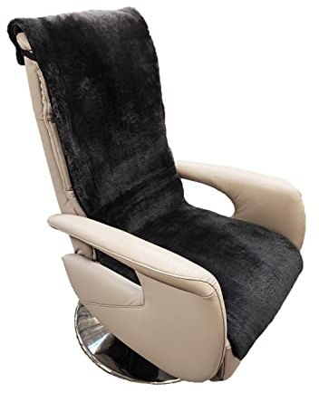 Sesselschoner Lammfell Premium Sesselauflage Relax, Sesselschutz - Breite 50 cm (Länge 160 cm, Schiefer)