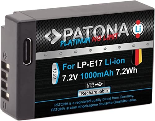 PATONA Platinum LP-E17 USB Akku (1000 mAh) mit direkt USB Eingang - Kompatibel mit Canon EOS RP R10 R100 77D 200D 250D 750D 760D 800D (1352)