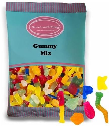 Sweets and Candy® VEGAN Gummy Mix 1Kg | Vegan | Vegetarian and Veggie | Chewy Fruity Gummy Sweets In Assorted Shapes and Flavours! 1 Kilo Bulk Bag - A Great Pick and Mix Gift Idea