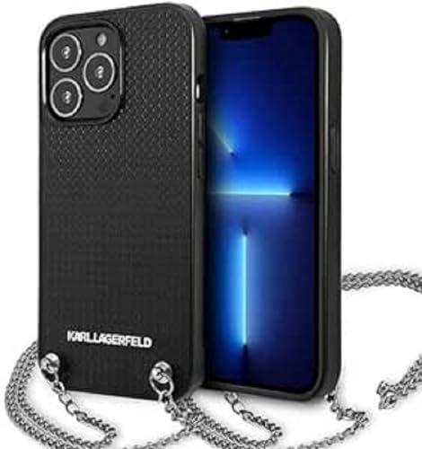 Karl Lagerfeld Leder Strukturiert und Kette – iPhone 13 Pro Hülle (Schwarz)