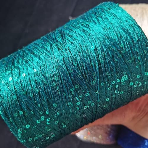JIAMU 500 g Sommer Eis Seide Pailletten Garn Spezielle merzerisierte Schnur DIY 2 mm Pailletten Handstrickgarn Puppe Pullover Strickschnur
