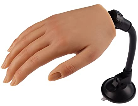 KnowU Übungshand für Nageldesign, Silikon Übungshand mit Ständer, Fake Hand, Praxis Hand für Acryl Nägel, Flexibel und langlebig Nagel Übungs Hand, Farbe 3# Rechts