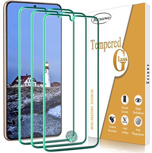 Kesuwe [3 Pièces] Verre Trempé pour Samsung Galaxy S21 5G/S21, Compatible Empreinte Digitale ID, Dureté 9H Film Protection écran, Anti-Rayures, Haut Définition, Sans Bulles