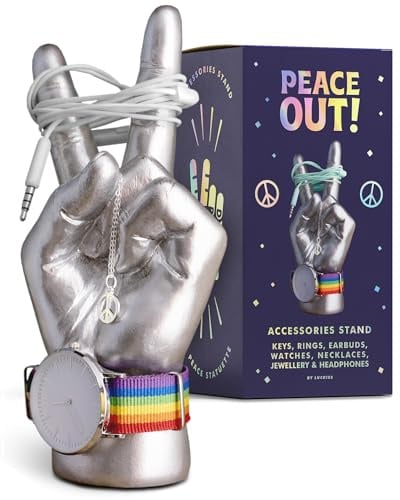 Luckies Jewellery Organiser | Ring Holder Peace Out | Key Holder For Desk Decor | Jewellery Stand & Trinket Dish | Key Bowl Alternative | Hand Shaped Watch Stand & Bracelet | Mini