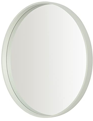 Home Selections Sage Green Round Wall Mirror, 50cm, Wooden Deep Framed Circle Mirror