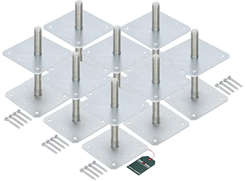 KOTARBAU® 8x Support De Poteau 160x160x250 mm En Acier Galvanisé | Support De Poteau À Visser Pour Poteaux |Pied Poteau |Platine Poteau |Support Poteau Bois |Fixation Poteau Bois |Support Poteau Acier