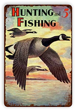 Carteles de chapa de metal para caza y pesca, decoración de pared vintage, cartel de chapa de arte retro, decoraciones divertidas para el hogar, bar, pub, cafetería, sala de granja, cartel de placa de