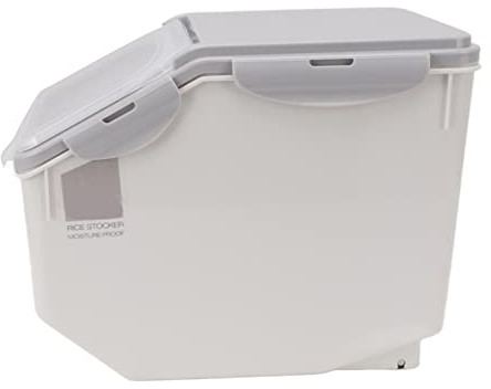 Contenitore per Riso, Ecologico, Resistente Alle Alte Temperature, Salvaspazio, Contenitore per Alimenti Ermetico in Plastica con Coppa per Fagioli (Grigio 15 kg)