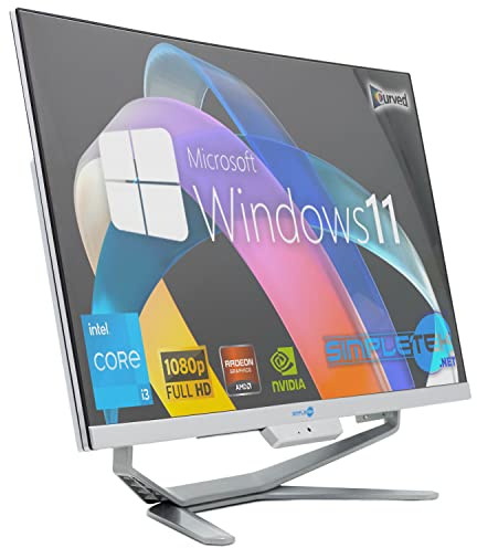 SIMPLETEK - All in One i3 10° Gen AiO 24 Windows 11 Pro 64GB SSD 4TB mit GPU GTX1660 6GB WiFi6 + BT 5.2 + Webcam | Ideal zum Bearbeiten / Gaming